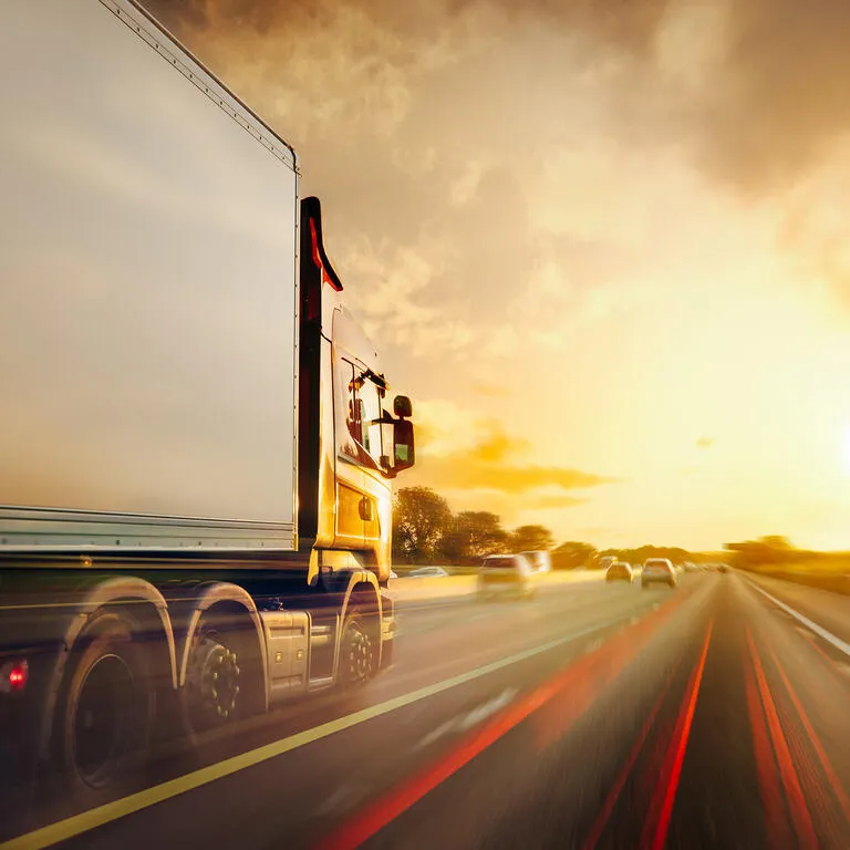 Lorry Cargo Transport Delivery in motion, United Kingdom M1 Motorway